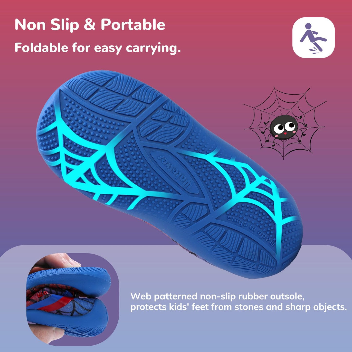 WateLves Wide Toddler Water Shoes Kids Barefoot Athletic Sneakers Girls Boys Quick Dry Aqua Socks for Beach Hiking Swim Kayak Sport Accessories, Camping Essentials (Red Blue, 32)