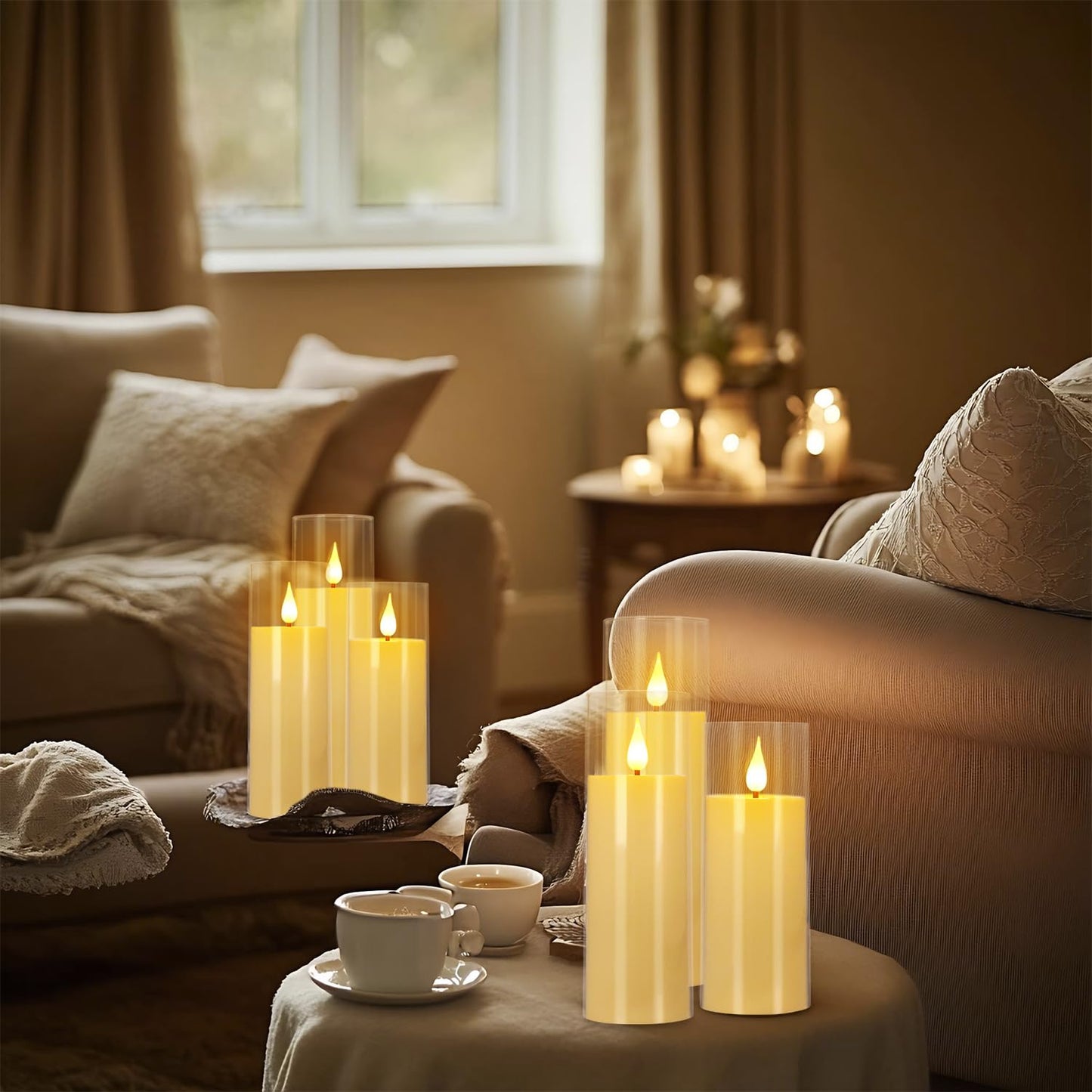 fclayvts 24 Packs of Acrylic LED Candles, Flickering Flameless Candles Battery Operated with Remote Dimmed and Timed, 3D Wick Candles for Home Decor,Wedding,Gift，Parties and Festivals. (3 Size)