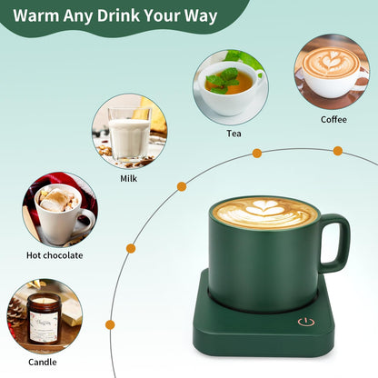 VOBAGA Mug Warmer Set, Coffee Warmer for Desk with 11oz Ceramic Mug, Auto Shut Off & 3-Temp Settings, Smart Coffee Cup Warmer, Home Office Essentials Coffee Set
