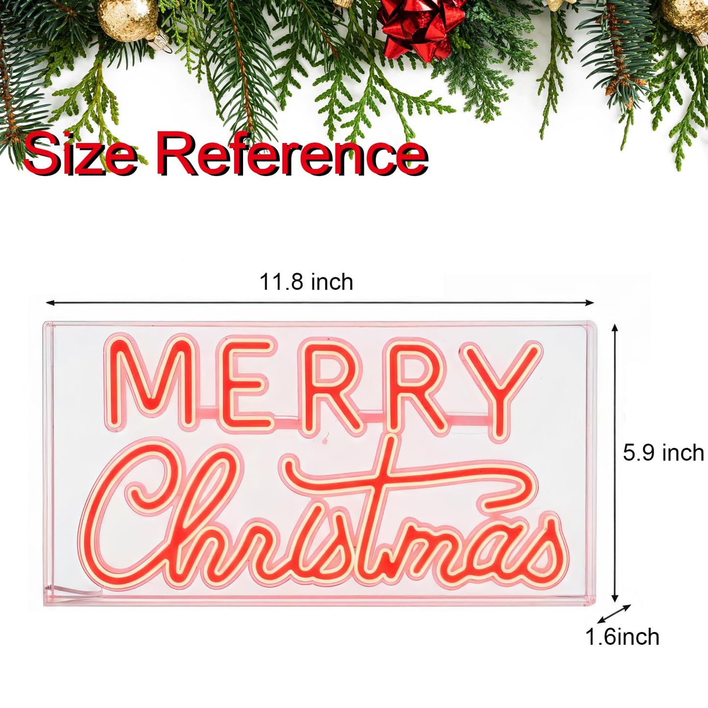Merry Christmas Desk Lightbox,Acrylic Adjustable Brightness Neon Signs,Neon Lights for with USB Powered for Bedroom Xmas Eve Pub Club New Year Decor(Red)
