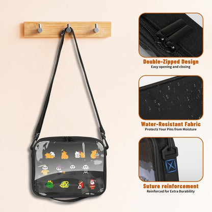 LuxDuo Enamel Pin Display Book,6 Page EVA Hard Shell Pin Trading Book,Pin Display Board with Shoulder Straps,Pin Display Case for Collectors,For Storing Enamel Pins,Sports Pins,Earrings (XZB02)