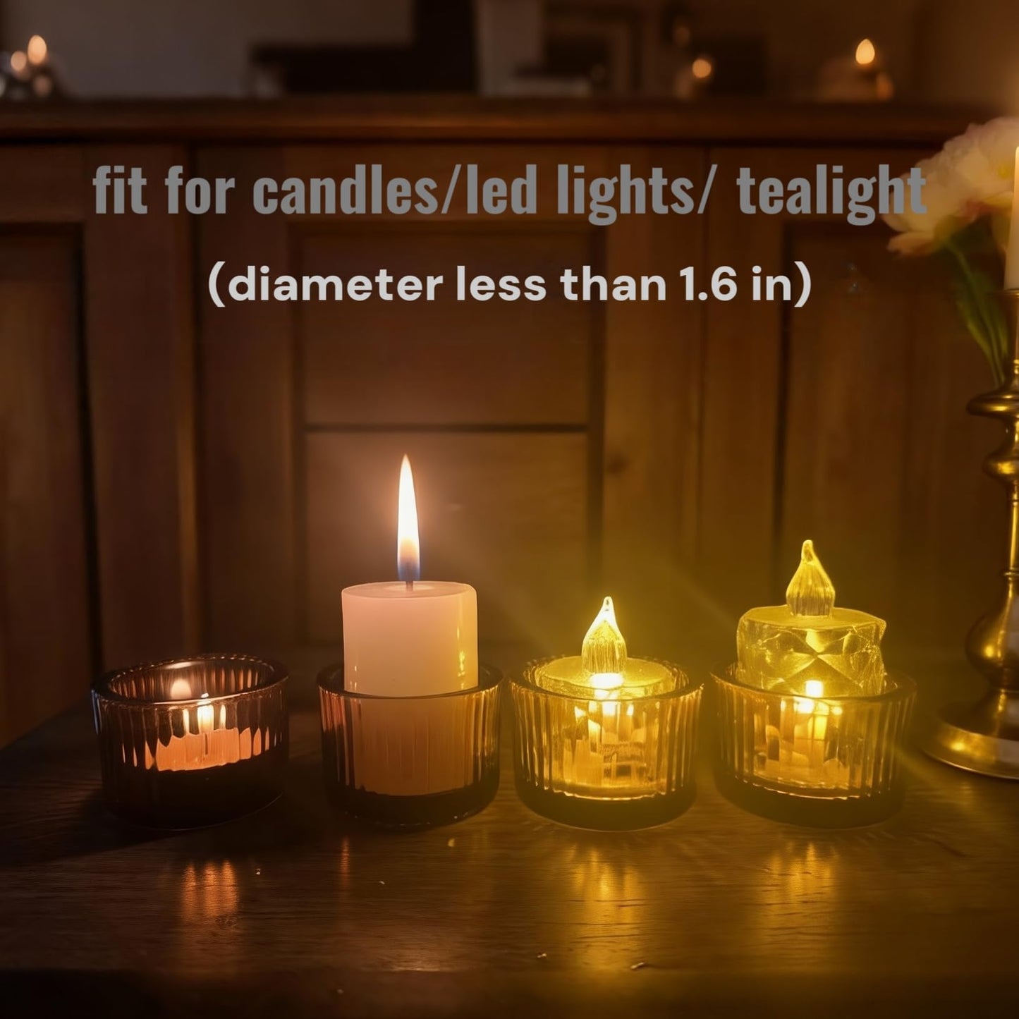 Aloelcap12PCS Amber Tealight Candle Holder Set, 2''X 1.3''Votive Candle Holders for Party Supplies, Tea Light Holders for Tablecenterpieces, Home Decor