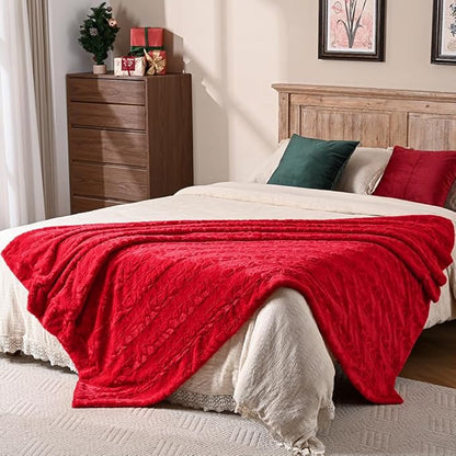 Krifey Oversized Faux Fur Blanket, Super Soft Cozy Blanket, Luxury Fluffy Throw Blanket Fuzzy Bed Throw, Plush Christmas Birthday Gifts for Women, Room Home Dorm Decor, Red, 50" x 60"