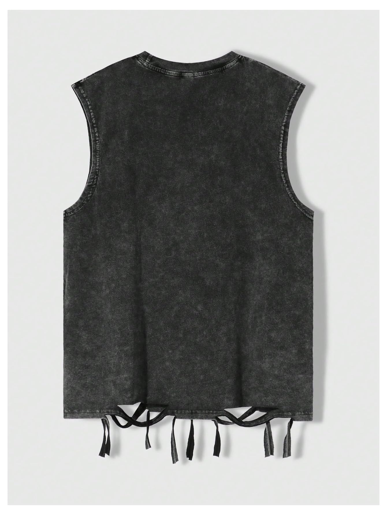 Verdusa Men's Graphic Tees Y2k Grunge Hippie Tee Distressed Summer Shirt Sreetwear Sleeveless Tank Top Black Small