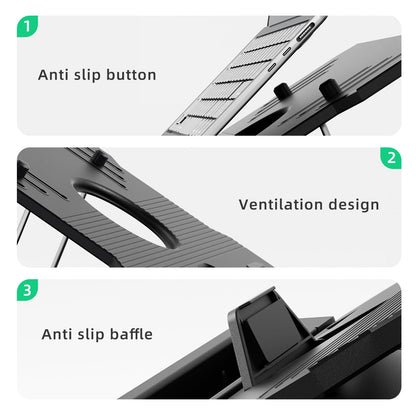 OImaster Laptop Stand for Desk, Phone Stand, Extended Laptops Riser, Elevator, 3 Height Adjustable, Rotatable Base, 10-17 Inches