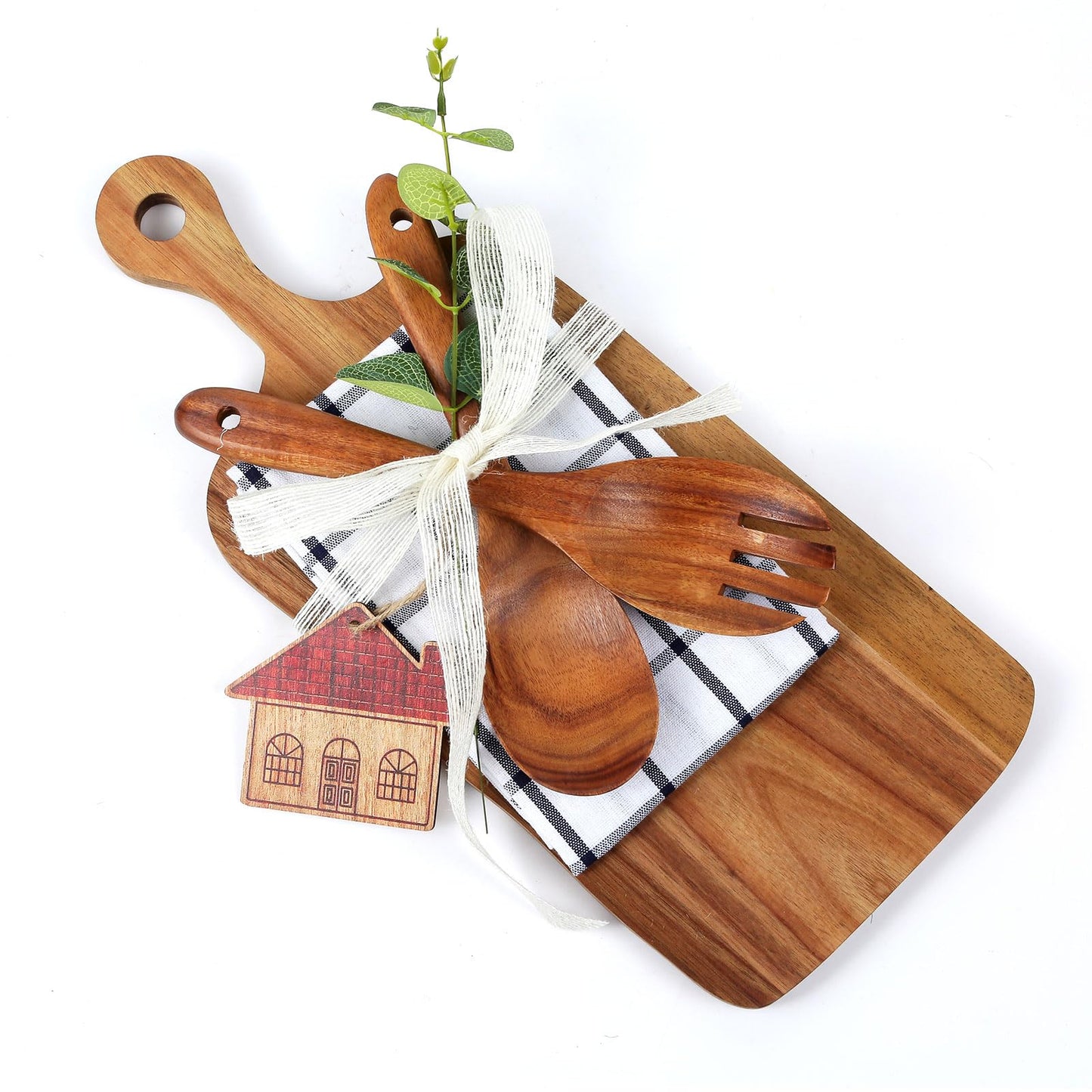 The Perfect Housewarming Gift! Wooden Cutting Boards Set with Utensils & Napkin - Charcuterie, Cheese, Serving Tray for New Home, Kitchen Decor