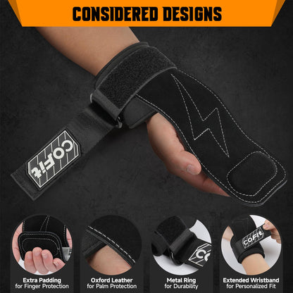 COFIT Wrist Straps for Weightlifting, Workout Wrist Wraps with Dual-Layer Oxford Leather, Enhanced Grip for Optimal Hand and Wrist Protection, Gym Lifting Straps for Deadlift and Dumbbel - Light Gray