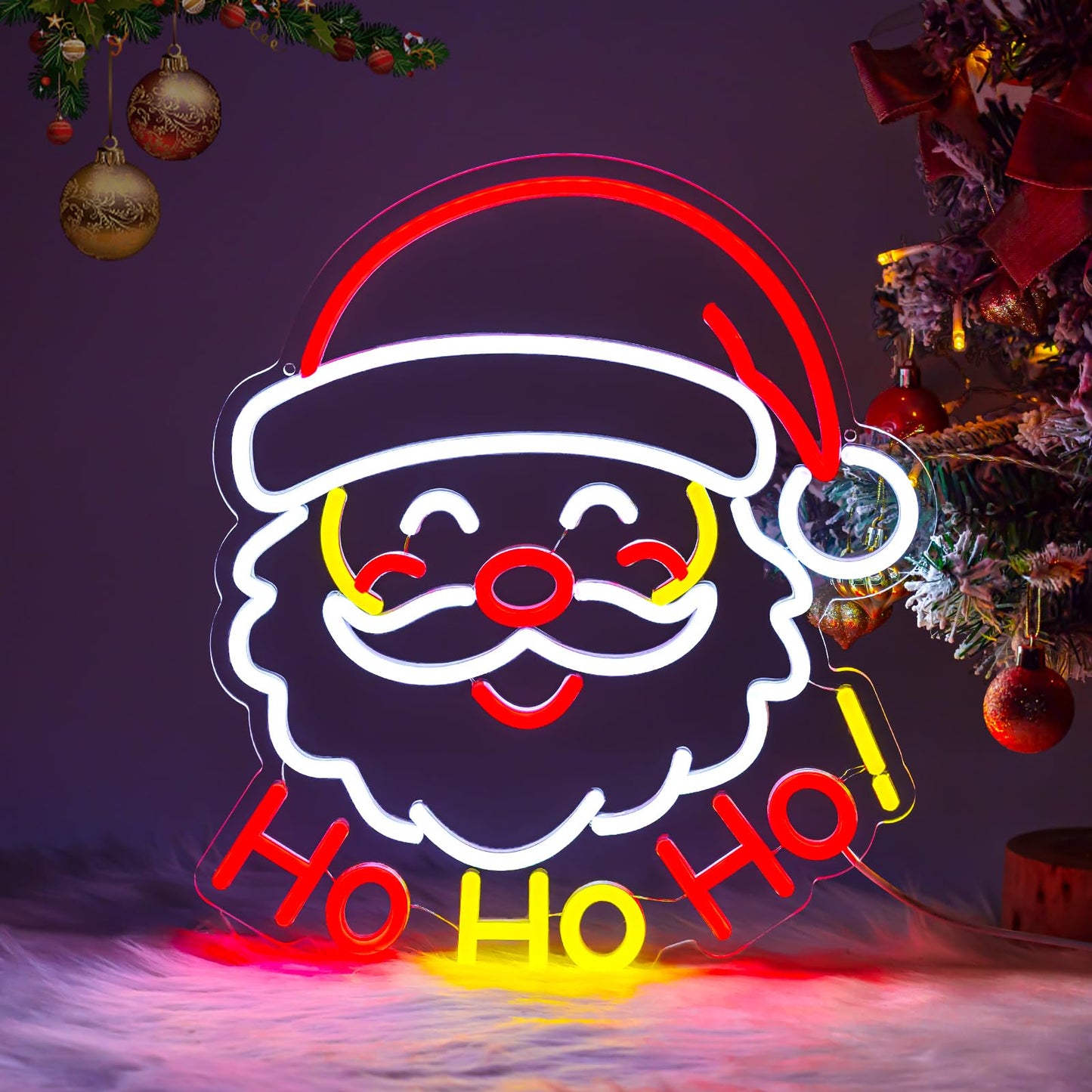 LMHSE Neon Christmas Sign, 14.8" x 13.4" Acrylic LED Neon Sign for Window Lights Bedroom Living Room Home Holiday Decorations
