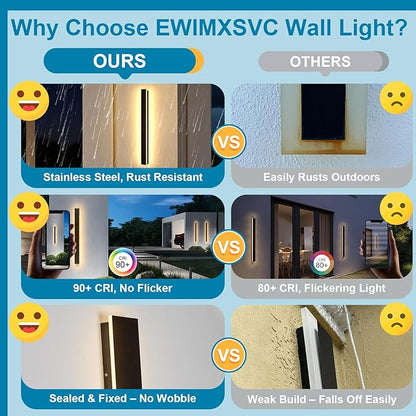 79in Long Outdoor Sconce Lights, Black Modern Outdoor Wall Lights, Waterproof Wall Mounted Lamp, 3000k Linear Wall Led Light Fixtures for House, Garage 60W