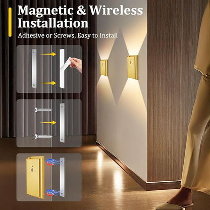 Battery Operated Wall Sconce Light: 5000mAh Rechargeable Motion Sensor Night Light 3 Colors Wireless Sconce Magnetic Closet Lights Motion Sensor Stair Light Indoor LED Wall Light for Bedroom Hallway