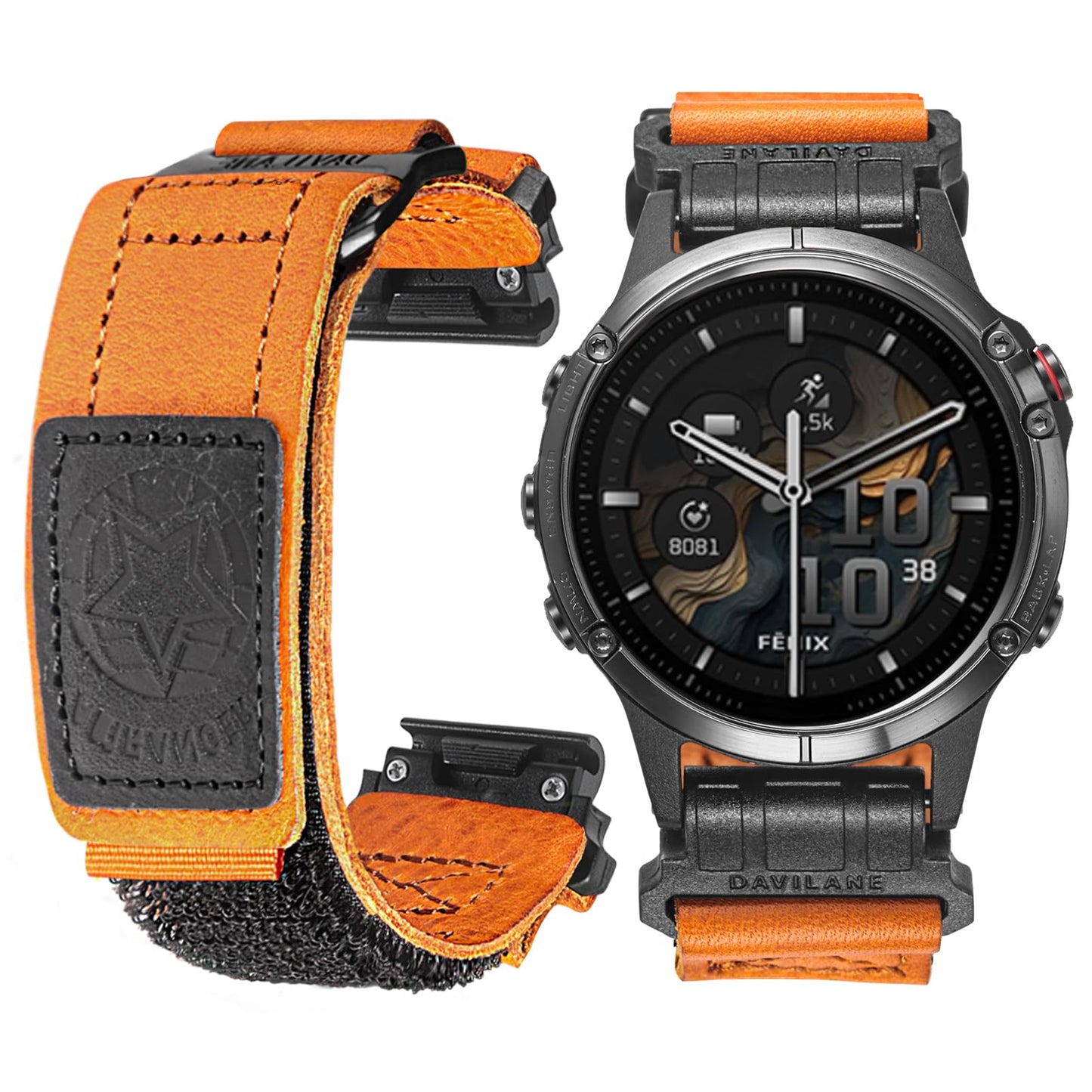 Compatible with Garmin Instinct 2/3 Watch Bands, Rugged Tactical Leather for Fēnix 8 47mm/E 47 mm/7/6/5, Quick Fit 22mm Strap Fit for Quatix 6/5/8 47mm, Approach S60/S62