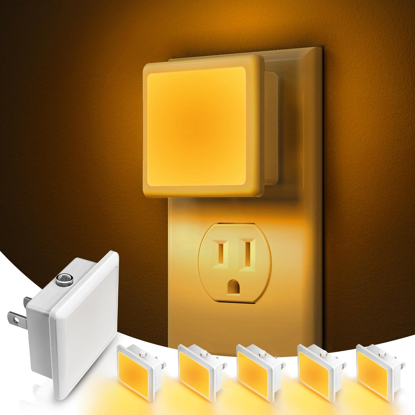 L LOHAS LED Night Lights Plug into Wall, [6-Pack] Plug in Night Light, Dusk-to-Dawn Sensor, 3000K Soft White 0.3W Bright Nightlight Auto-On/Off for Adults Kids Room Bedroom Bathroom Hallway Kitchen