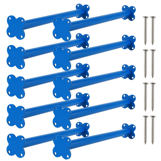 10 Pack Steel Monkey Bars Ladder Rungs, 16.5 Inch Blue Whit Screws, Hardware Kit for Backyard Playground Swing Set & Indoor Outdoor Climbing Equipment (Blue)
