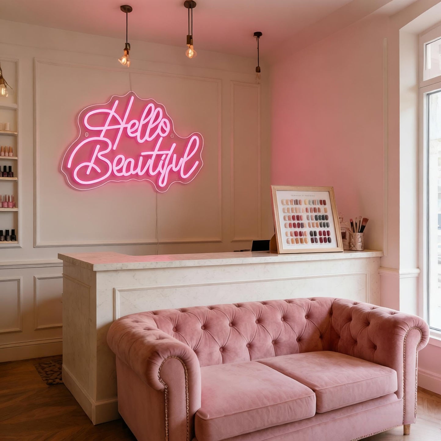 Hello Beautiful LED Neon Sign - USB Powered Dimmable Neon Light for Bedroom Living Room Dorm Home Decor Party Wall Table Art Decorations Gift for Teen Girls Women 16.5 x 11 In