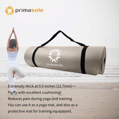 Primasole 1/2-Inch Extra Thick NBR Yoga Mat with Enhanced Stability - Textured Design, Lightweight Mat with Carrying Strap & Case for Yoga, Pilates, Gym & Home Use (Multiple Colors)