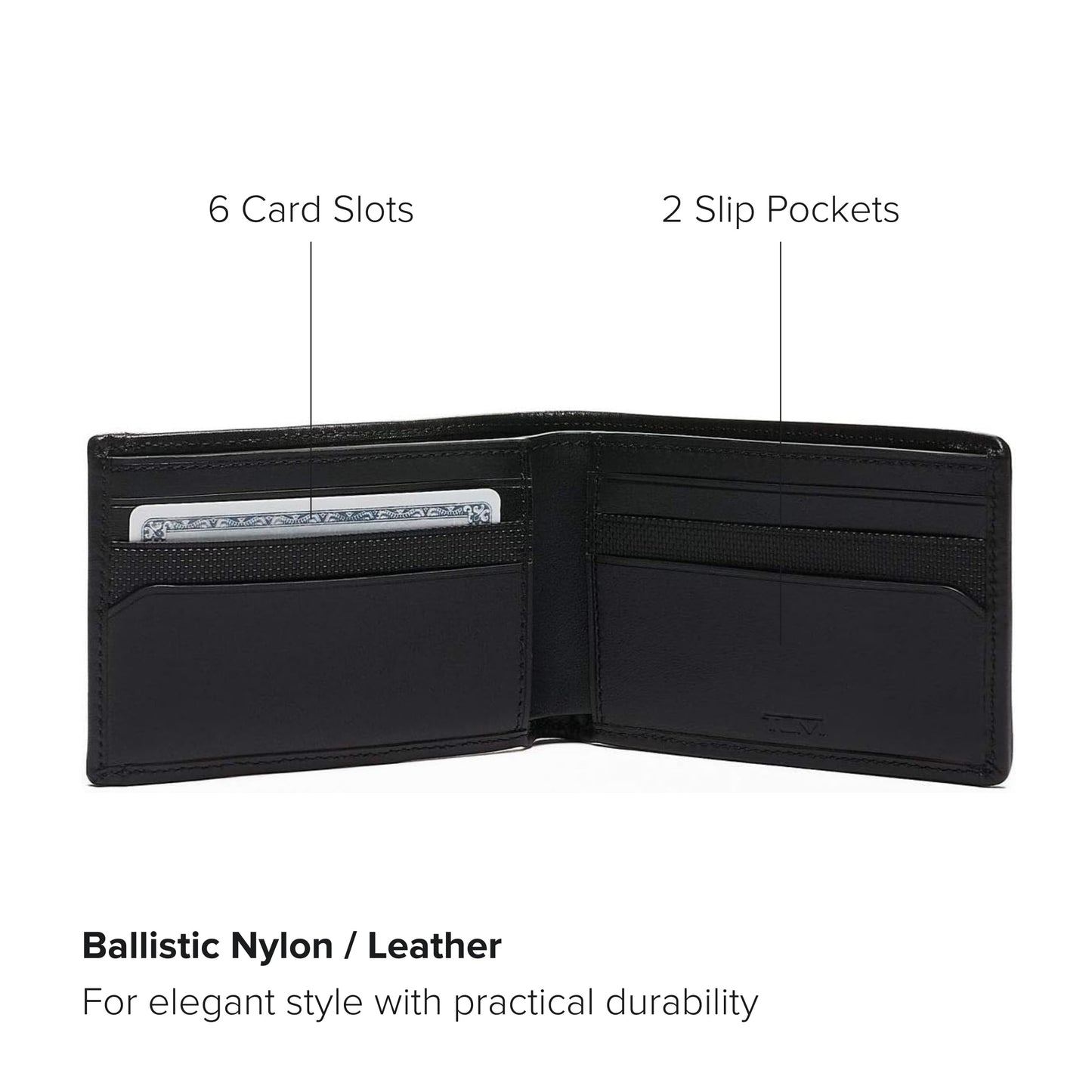 TUMI - Alpha Slim Single Billfold - Men's Ballistic Nylon Wallet - Hidden Card Pocket - Black