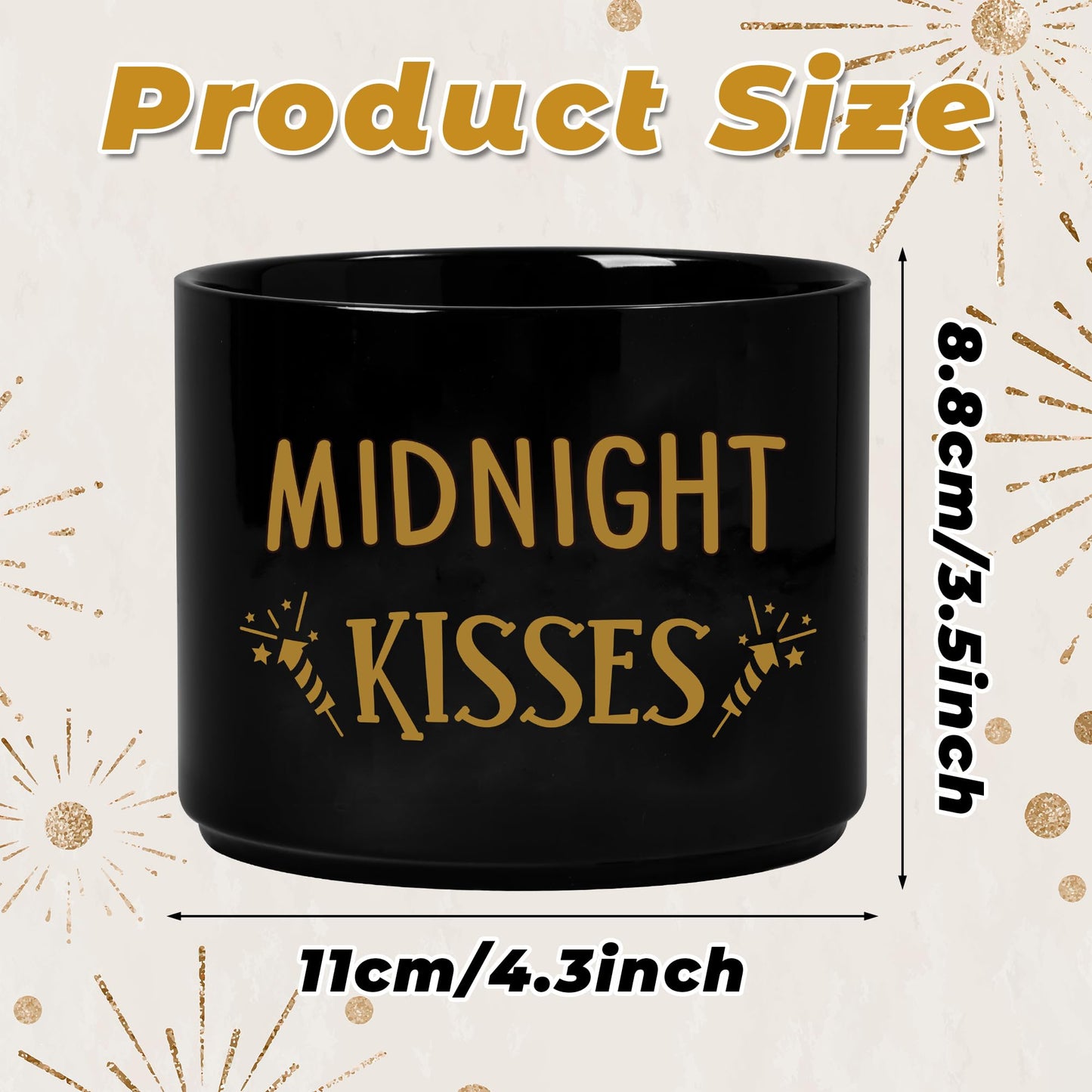 FoszaSzept Candy Dish Cauldron, New Year Christmas Mini Ceramic Candies Bowl Tiered Tray Decor, Snack Serving Bowl Table Wishes Accents for Themed Party Home Kitchen Events Gifts (Midnight Kisses)