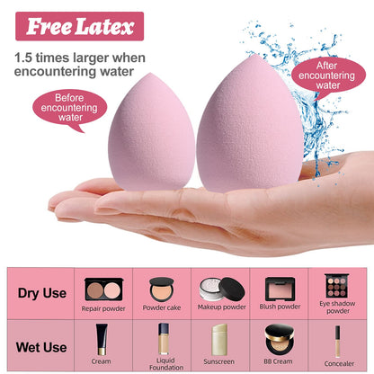 Makeup Sponges BS-MALL 10 Pcs blender sponge for Liquid, Cream, and Powder, Multi-colored Makeup Sponges Purple