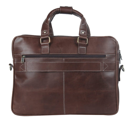 HULSH Genuine Leather briefcases for men 17 inches computer bag for men | Laptop/Work bag, Satchel for Business and Office (Brown Buff)