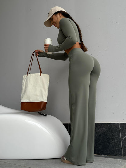 YEOREO Workout Leggings Womens No Front Seam Straight Leggings 35" High Waist Buttery Eddiy Gym Yoga Pants Gray Green XS