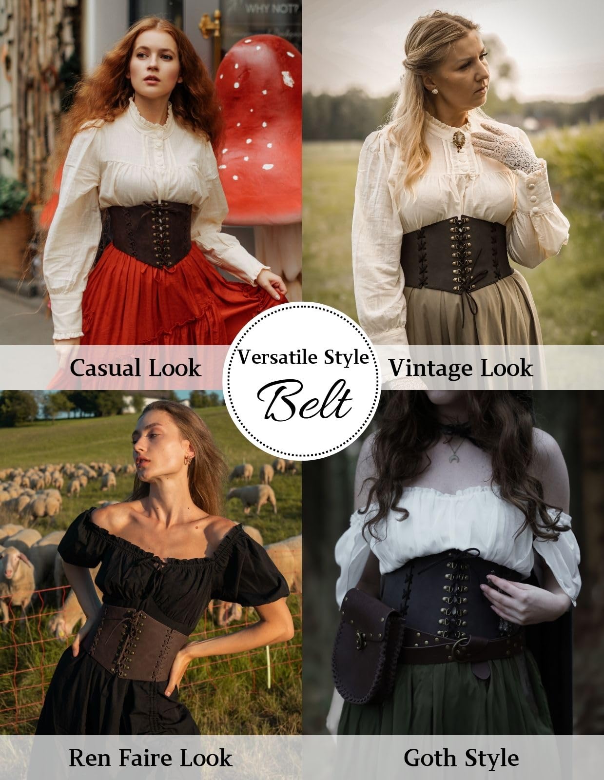 Scarlet Darkness Womens Pirate Corset Brown Wide Belt Dress Belt for Women Brown L