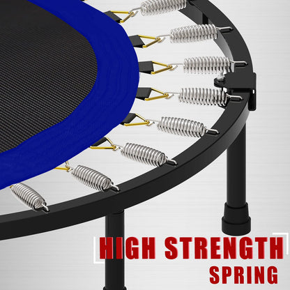 Kanchimi 40" Folding Mini Fitness Indoor Exercise Workout Rebounder Trampoline with Handle, Max Load 330lbs（Blue