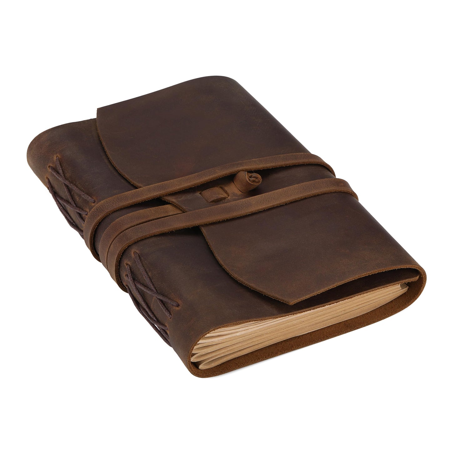 Carpetene Leather Journal Notebook Genuine Leather Bound Journal Cover for Writing 300 Handmade Kraft A5 Lined Pages Vintage Journal Daily Notepad for Men Women Travel, Brown (8''x6'')