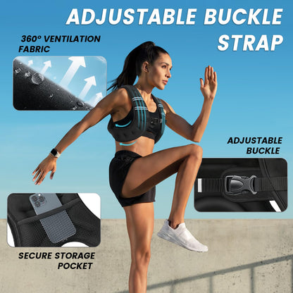 KUKZO Weighted Vest for Women Men 6LB Body Weight Vest with Reflective Stripes for Running,Walking,Workout,Strength Training,Weight Loss