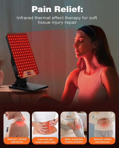 POOKIEGSSRedLight Therapy, Rechargeable InfraredRed Lamp with Triple Chip138LEDs, Adjustable Red Light 630/660 / 850nmDevice with Safety Glasses for Home Office Travel
