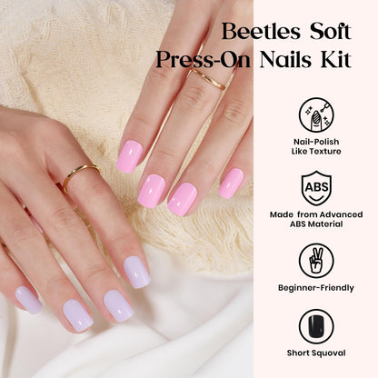 Beetles Press on Nails Kit 720Pcs 24 Colors, Press on Nails Short Almond Glossy Matte Glitter With Nail Glue & Nail Tabs Stickers, Natural Fit Lightweight Fake Nails Kit Art For Women Girls