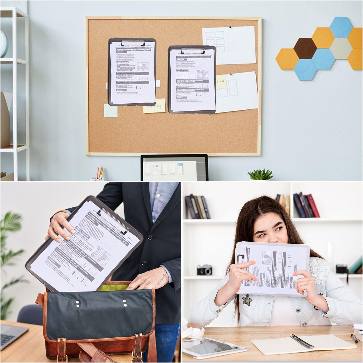 CONCHLERY 2 Pcs 2 Colors Clipboard with Storage 13.4 x 9.4 inch Plastic Clip Board Foldable Storage with Low Profile Clip for Nurses, Students, Classroom, Office, School