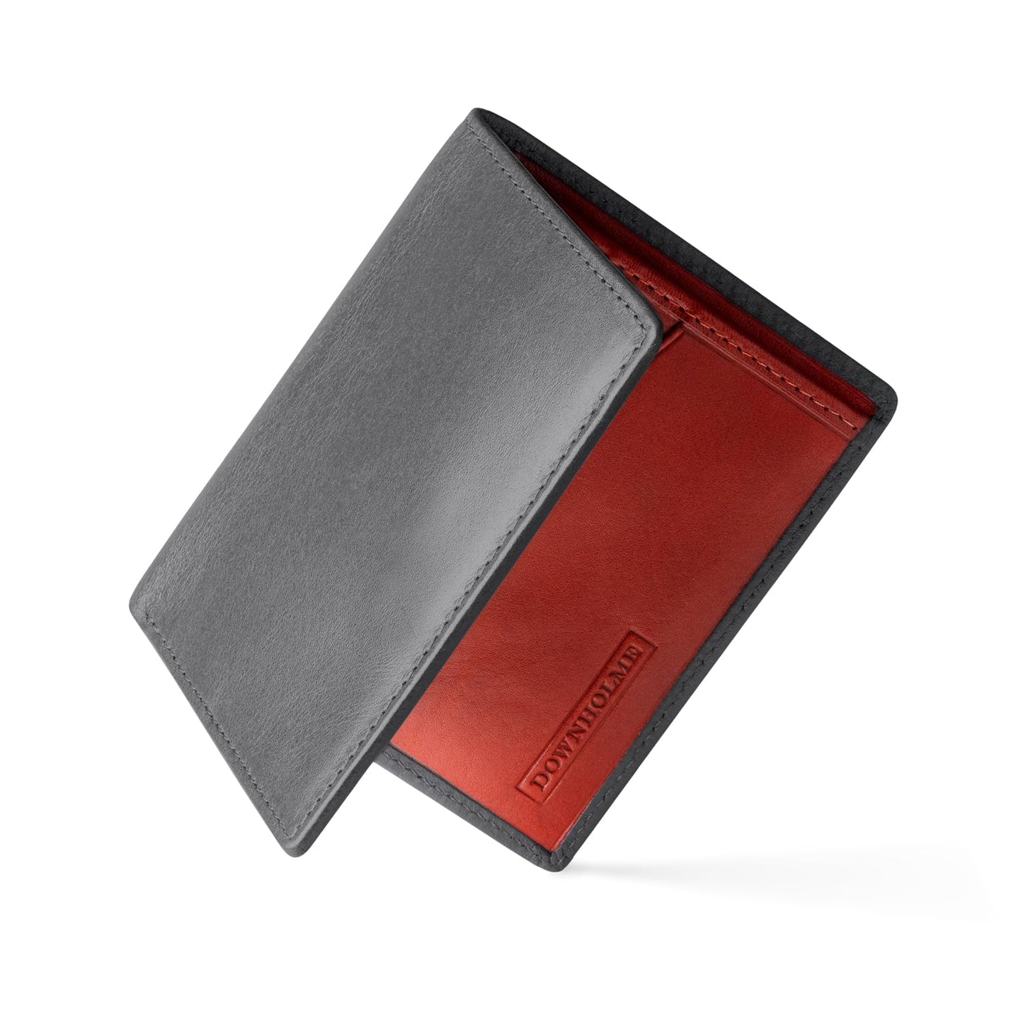 Downholme Men's Bifold Slim Silhouette Leather Wallet (Pewter Gray)