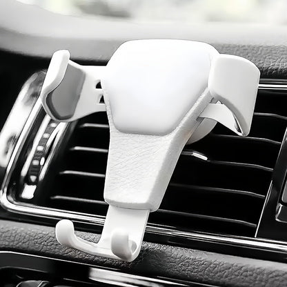 Universal Cell Phone Car Holder, Air Vent Mount Mobile Stand Support for Smartphone, Automobile Hands-Free Cradle Stand, White