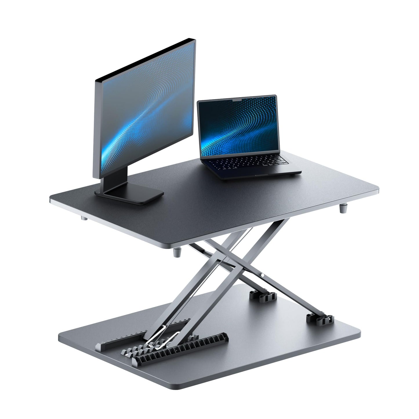 yoopin Standing Desk Converter, 25.16" × 15.75" Height Adjustable Laptop Stand for Desk, Sit Stand Monitor Stand, No Assembly Required for Home and Office Use (Black)