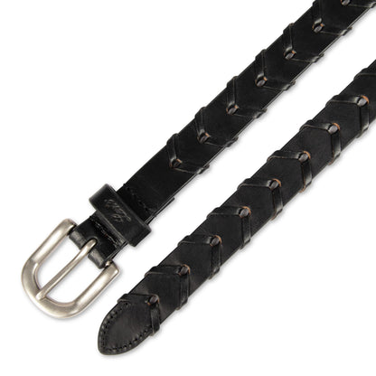 Levi's Women's Fully Adjustable Skinny Leather Braid Belt, Black, Small