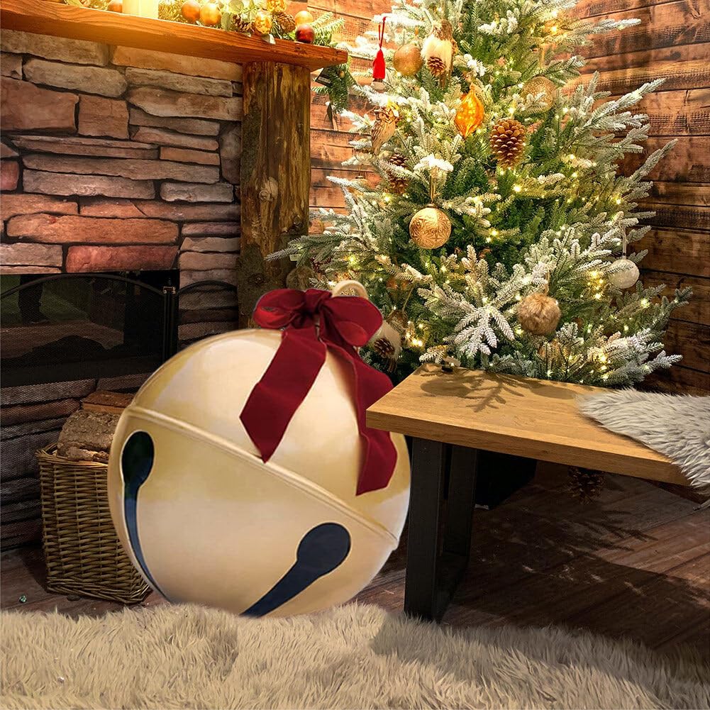 2PCS Inflatable Christmas Ball 23.6IN Giant Jingle Bell Inflatable Ball Fun Christmas Inflatable Yard Decor Xmas Balloon Pendant Outdoor Ornament for Garden Yard Patio Christmas Holiday Decor