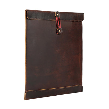 Leather Document Holder Mailing Envelope,Office & Work Resume Sales Portfolio Binder Folder-Interview/Legal Document Organizer Handmade (12.5 inches) (Bourbon Brown)