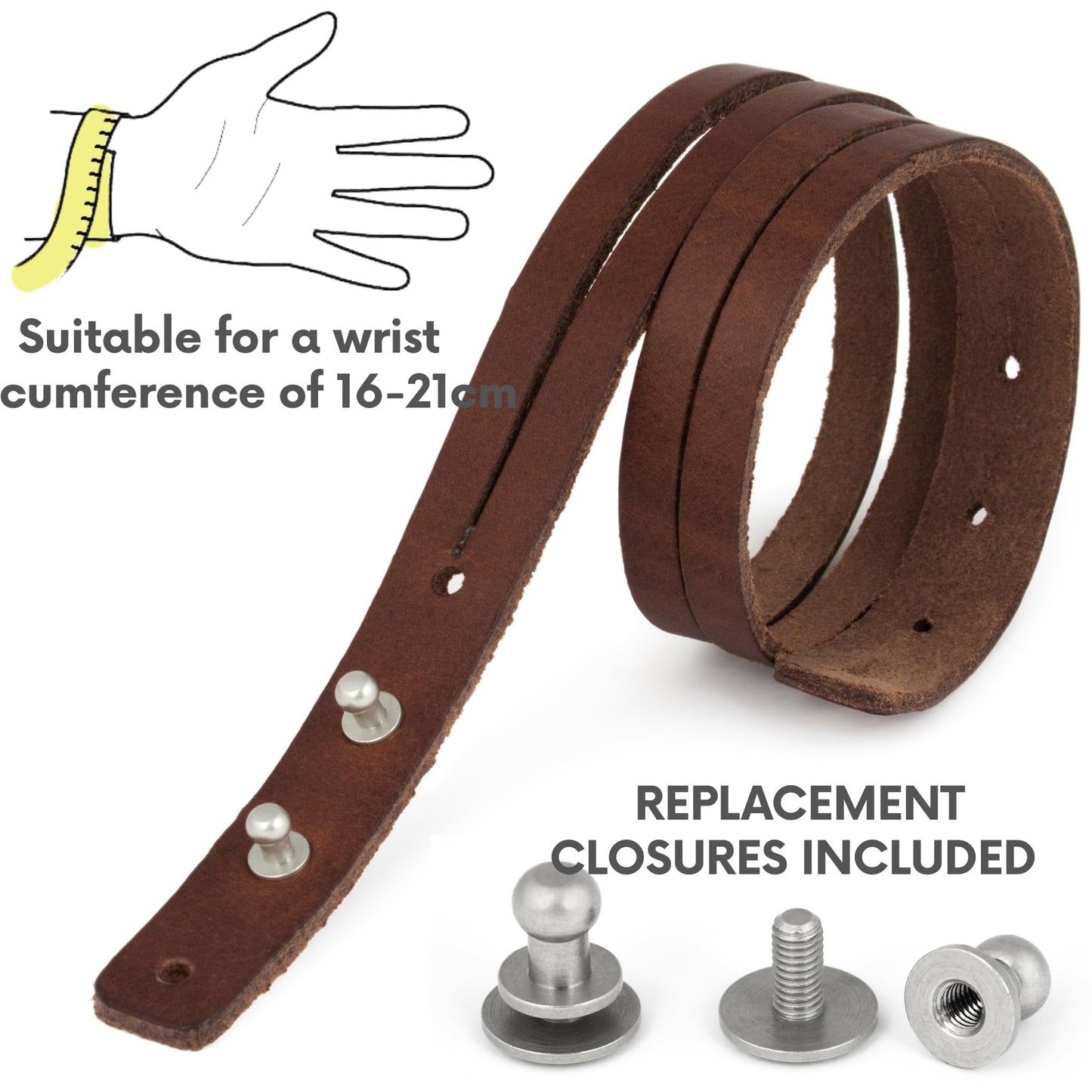 Simaru Genuine Italian Leather Bracelet for Men, Adjustable Double-Wrap Wristband, Vegetable-Tanned Leather, Brass Closure, Handmade in Germany, Gift for Him