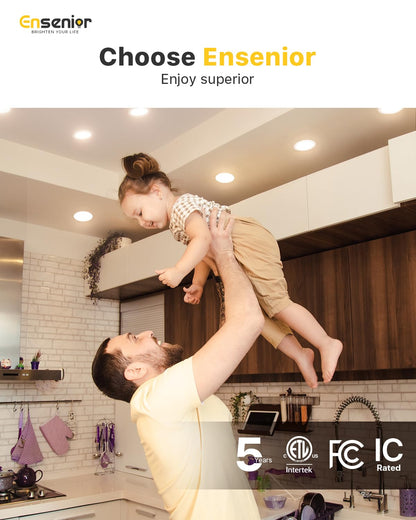 Ensenior 16 Pack 4 Inch LED Recessed Ceiling Light, Dimmable, 4000K Cool White, 750LM 9W 120V, High Brightness Canless Wafer Downlight - ETL&FCC&IC