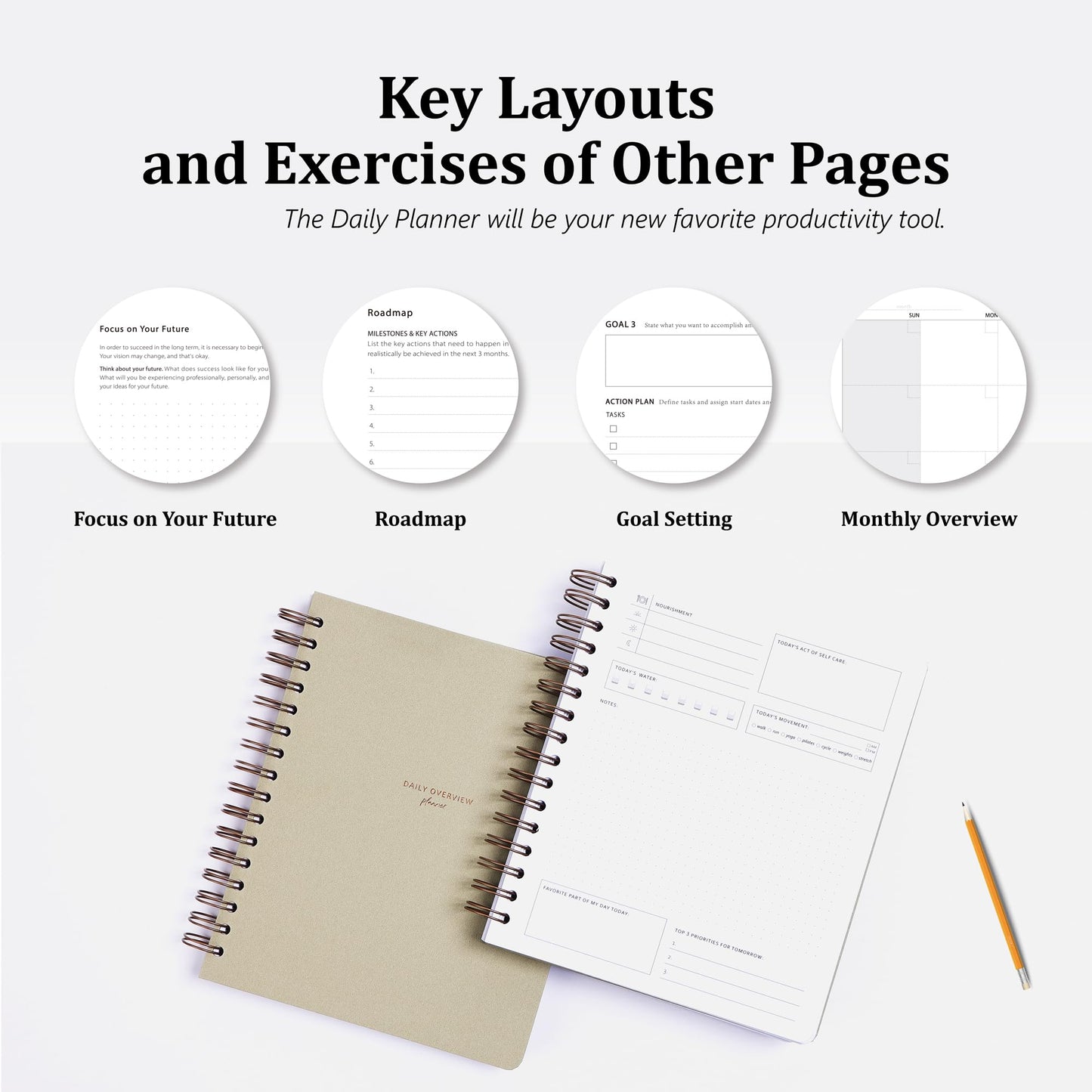 Daily Productivity Planner with Monthly View - Large 93 Day Dashboard Desk Notepad for Time Management, Mindfulness, Self Care, Goal Setting, To Do List-Hard Cover Wire-bound