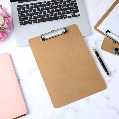Macroclo Wood Clipboards Set of 2, Letter Size Hardboard Clip Board 8.5x11 for Classroom, Students, Kid, A4 Standard Size 9" x 12.5" with Low Profile Clip, Office & School Supply