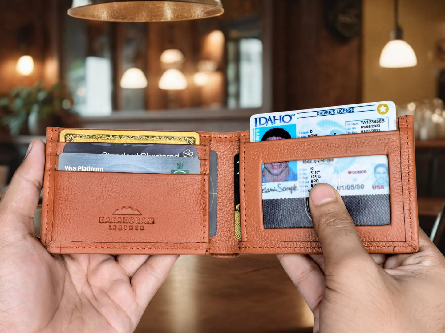 KARAKORAM LEATHER Slim BiFold Wallet for Men | Premium Cowhide Leather | Artisan Made | RFID Blocking | 12-14 Cards with 2 Quick Access Slots | Front Pocket Everyday Carry (Sandstone Tan)