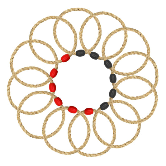 12 Pack Sisal Rope Ring Toss Game Replacement Parts for Adults and Kids, Outdoor Toss Rings for Agility Practice and Speed Game and Yard Games and Lawn Games for Party (Red and Black)