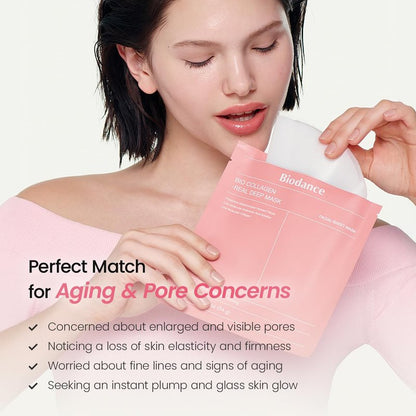 Bio-Dance Bio-Collagen Deep Hydrating Hydrogel Face Mask - Pore Minimizing & Plumping | 1.19oz (34g) x 4 Pack