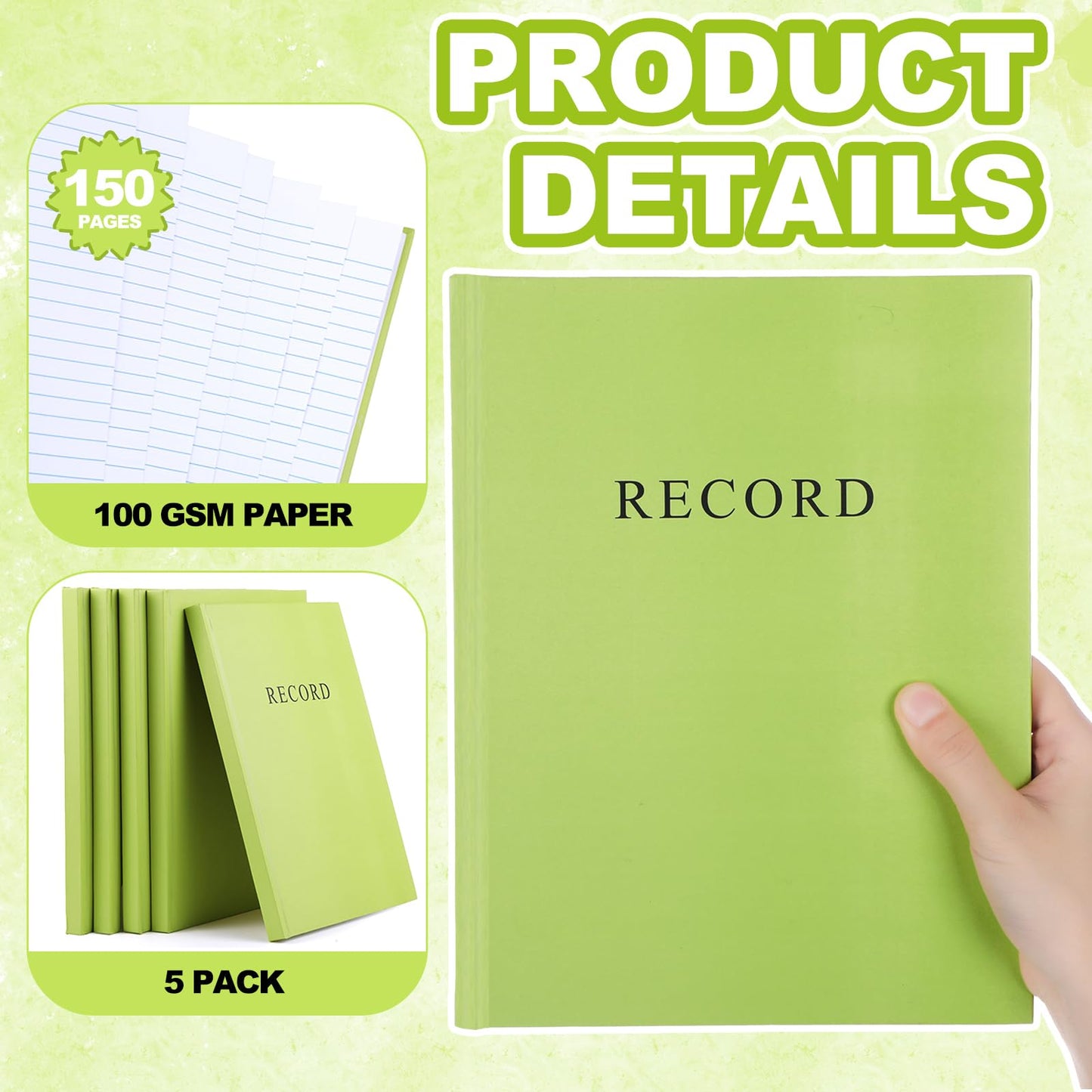 ForraFun 5 Pack Green Military Log Book 8” x 10.5” 150 Pages Green Record Tactical Memorandum Log Book Notebook for Record Keeping Supply Chain Inventory Training Maintenance and Field Operations