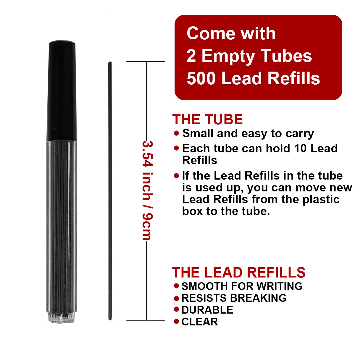 mivont 500 Pieces 1.1mm 2B Lead Refills Graphite Mechanical Pencil Lead Break-Resistant for Smooth Writing & Drawing, Compatible with 1.1mm Mechanical Pencils