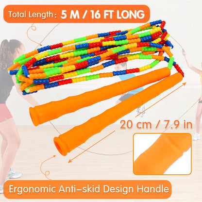 Supertrip Double Dutch Jump Rope Soft Beaded Jump Rope Long Jump Rope 16 FT, Jump Ropes For Women Adult Kids Adjustable Skipping Rope Long Enough for 4-5 Jumpers