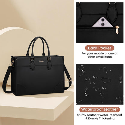 LOVEVOOK Laptop Bag for Women 17 lnch,Waterproof Laptops Tote Bags for Womens,Professional Work Bags for Women with Cup Holder,Large Laptop Purse Computer Briefcase Office Teacher Clutch Bag,2 PCS