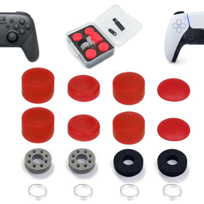 ZHI-NYLLDJS FPS Thumb Grip Gamepad Raised Antislip Thumb Stick Grips Thumbsticks Joystick Cap for PS5/4,Switch Pro Con-Precision Rings,Assist Rings,Storage Case(16pcs),Red Set