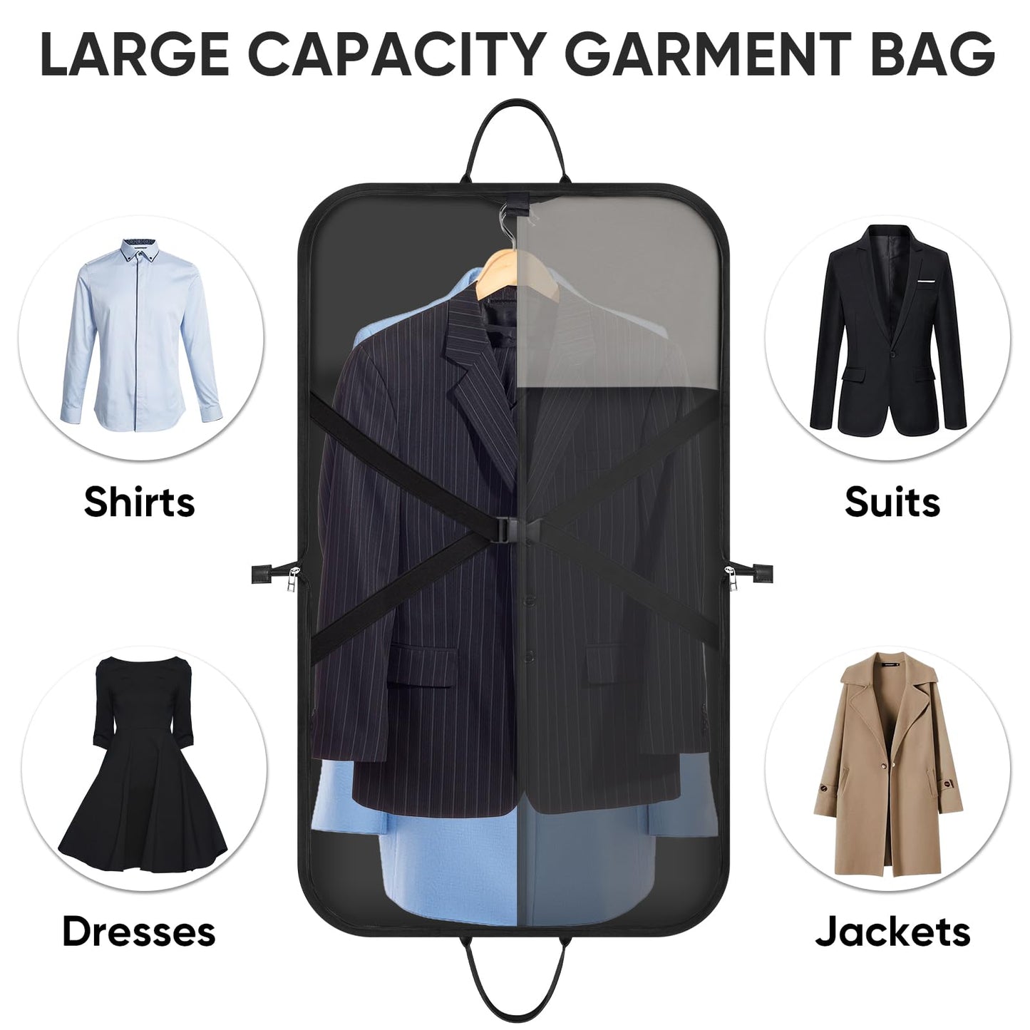 BALEINE Travel Garment Bag, Travel Suit Bag for Men, Water Resistant Carry on Garment Bag for Hanging Clothes, Garment Duffel Bag for Travel Business (Beige)